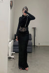 OUDE WAAG velvet splicing zipper jacket OW-23SS-JK01 black